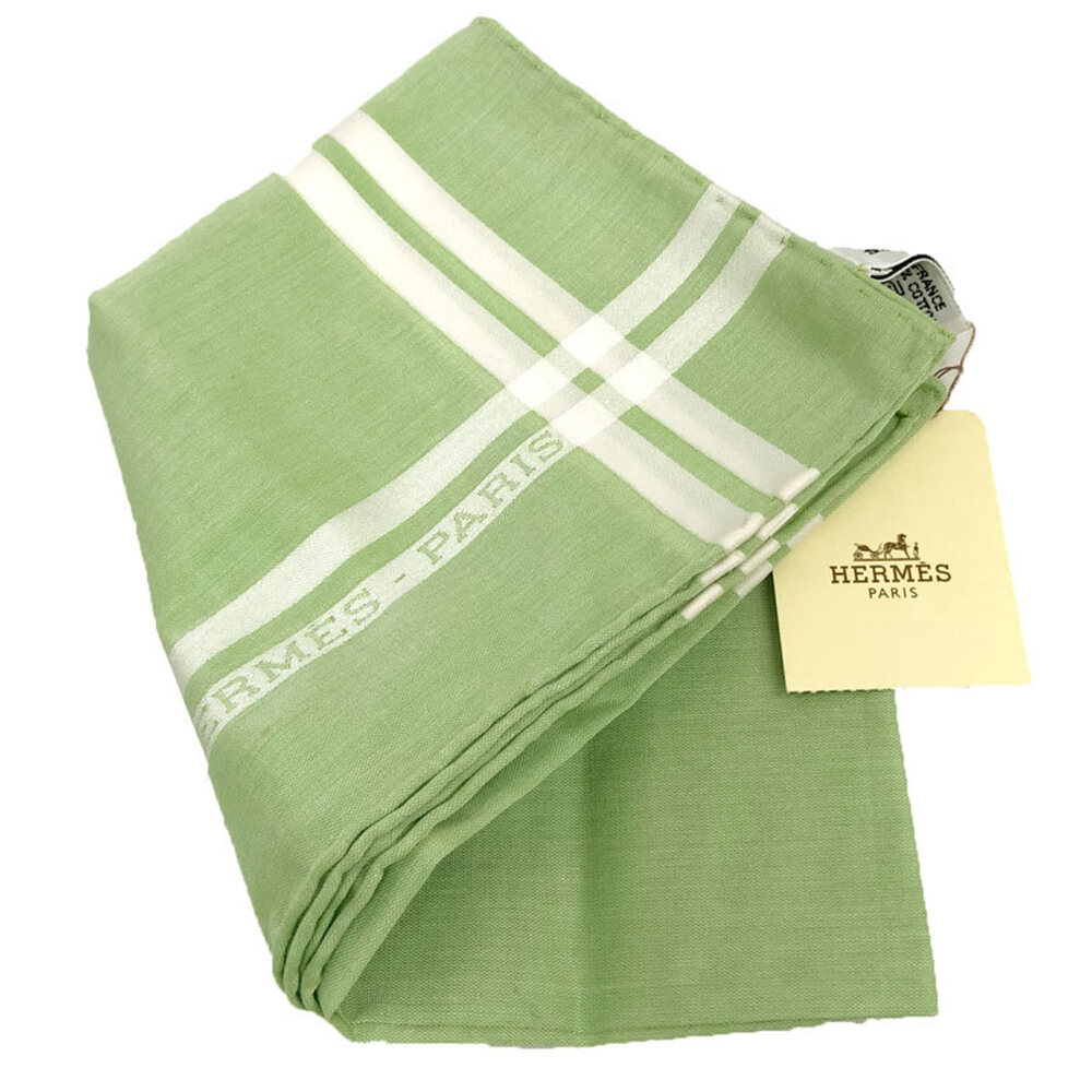 HERMES Hermes Handkerchief MOUCHOIR PARIS Paris 100% Cotton FOUGERE Green H06... - Picture 2 of 3